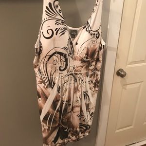White and brown Iris tank dress